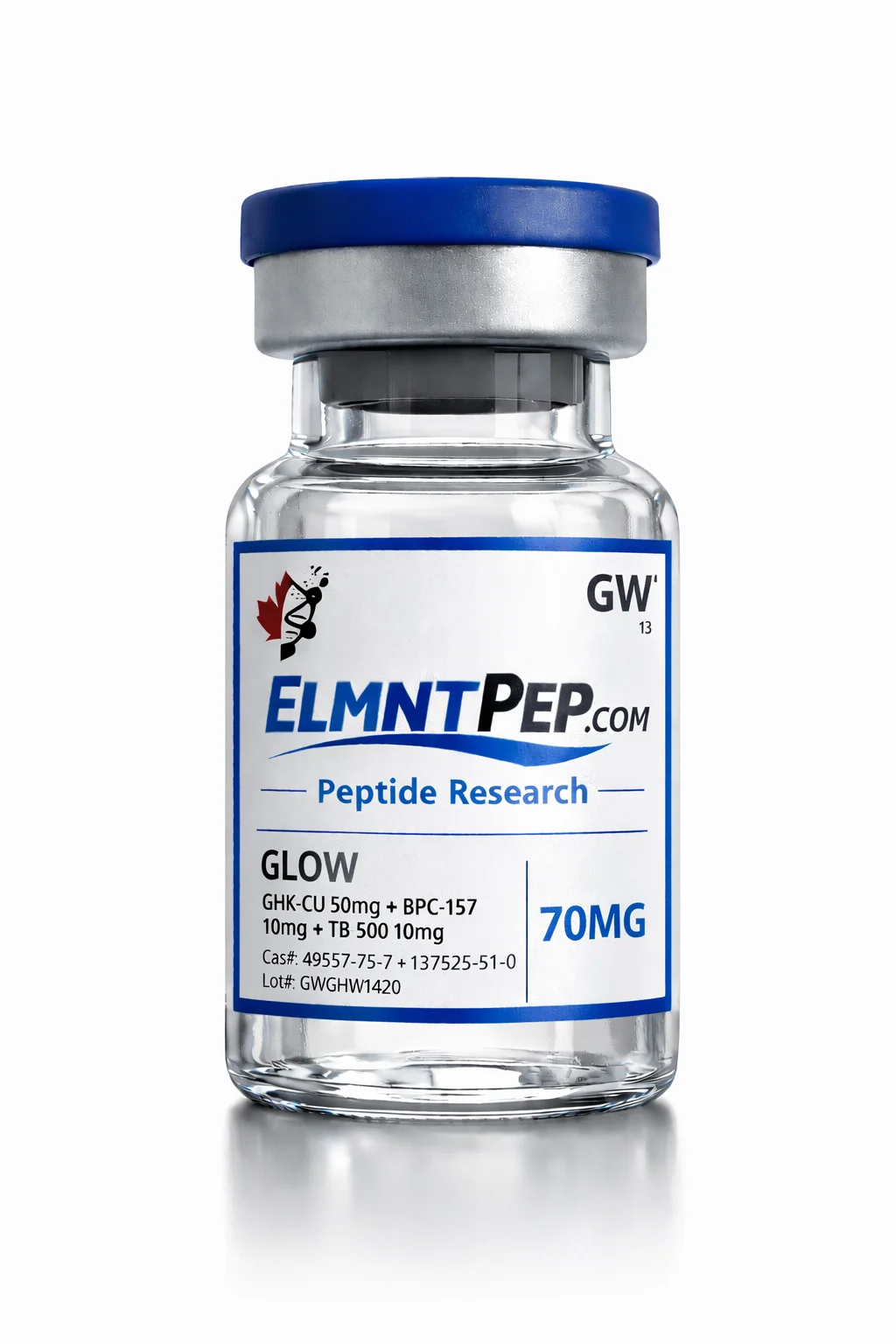 GLOW Blend — 70mg — ELMNTPEP research product vial