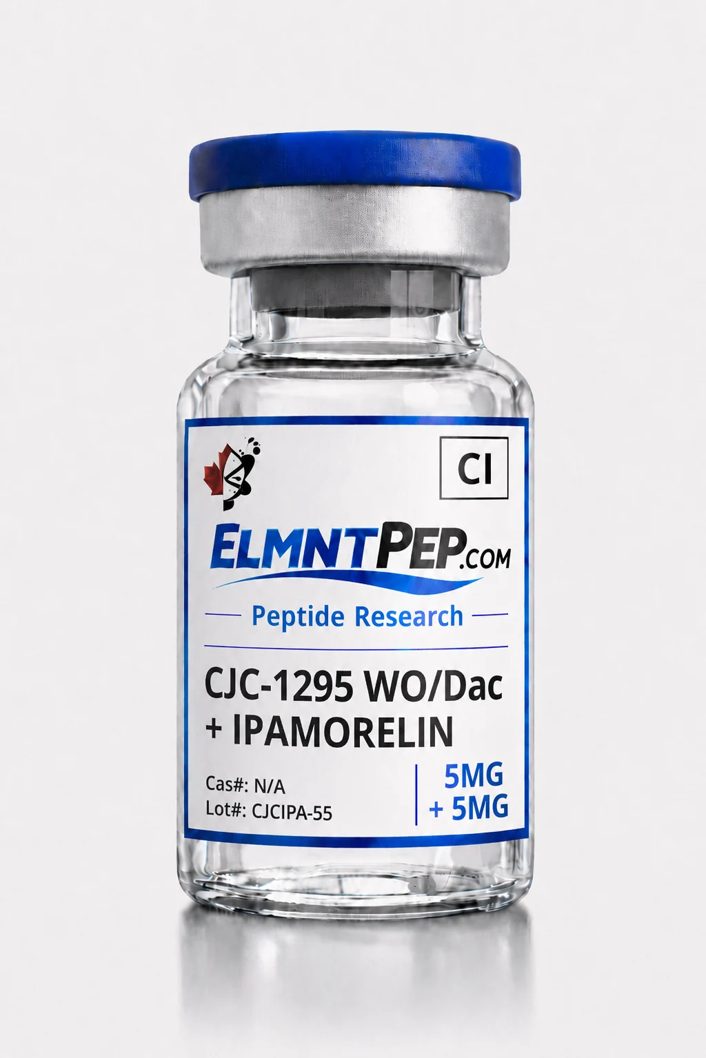 CJC-1295 w/o DAC + Ipamorelin — 5mg / 5mg — ELMNTPEP research product vial